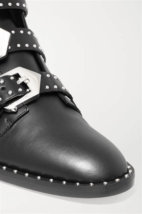 givenchy black elegant studded leather ankle boots|givenchy leather boots.